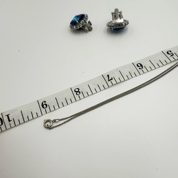 Vintage Three Sets Blue AB Crystal Rhinestones Blue Aqua Necklace and Earrings - Picture 10 of 10